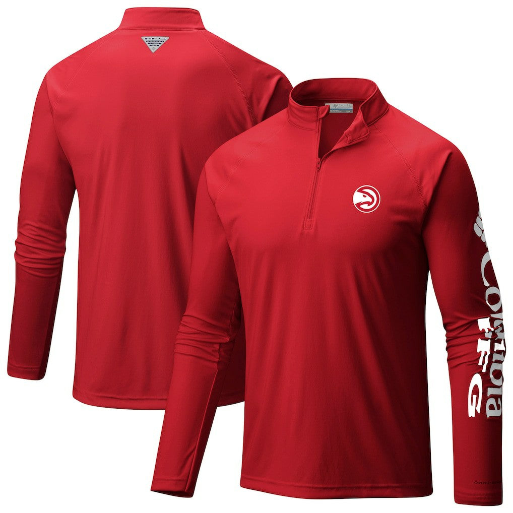 Atlanta Hawks Terminal Tackle Raglan Omni-Shade Quarter-Zip Jacket Red | Columbia