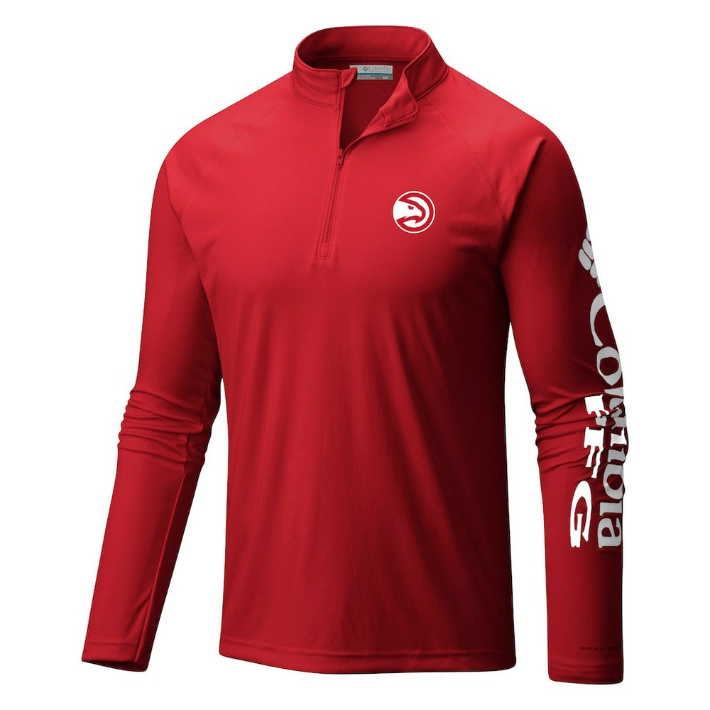 Atlanta Hawks Terminal Tackle Raglan Omni-Shade Quarter-Zip Jacket Red | Columbia