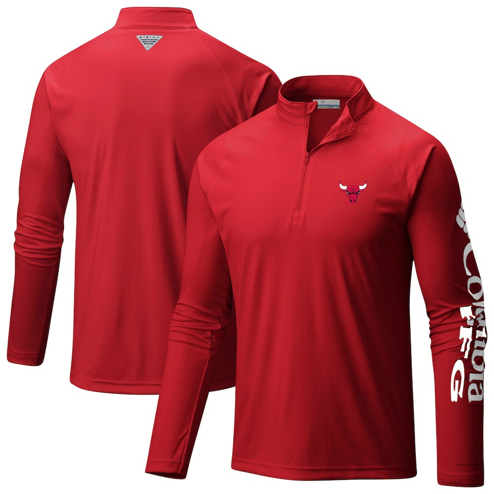Chicago Bulls Terminal Tackle Raglan Omni-Shade Quarter-Zip Jacket Red | Columbia Near Me