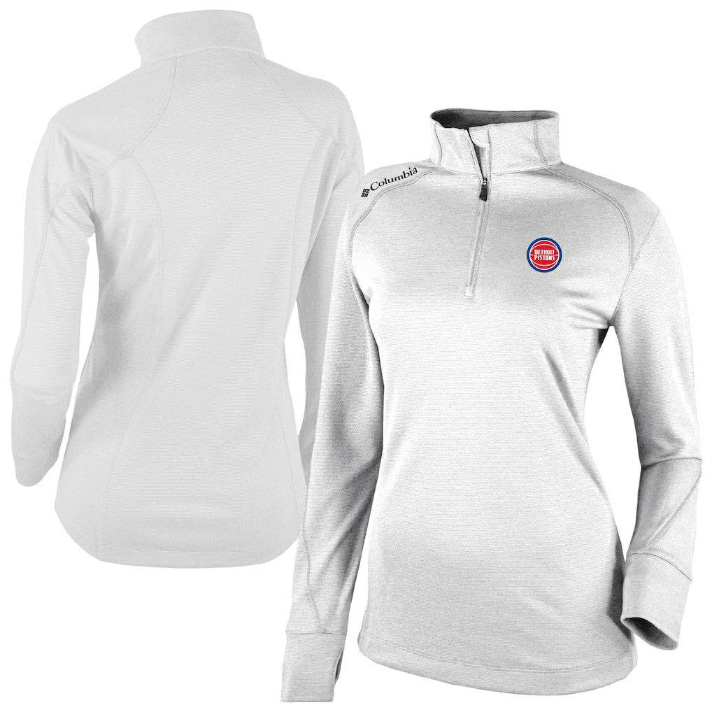Detroit Pistons Women's Omni-Wick Shotgun 2.0 Quarter-Zip Pullover Top for sale White | Columbia discount