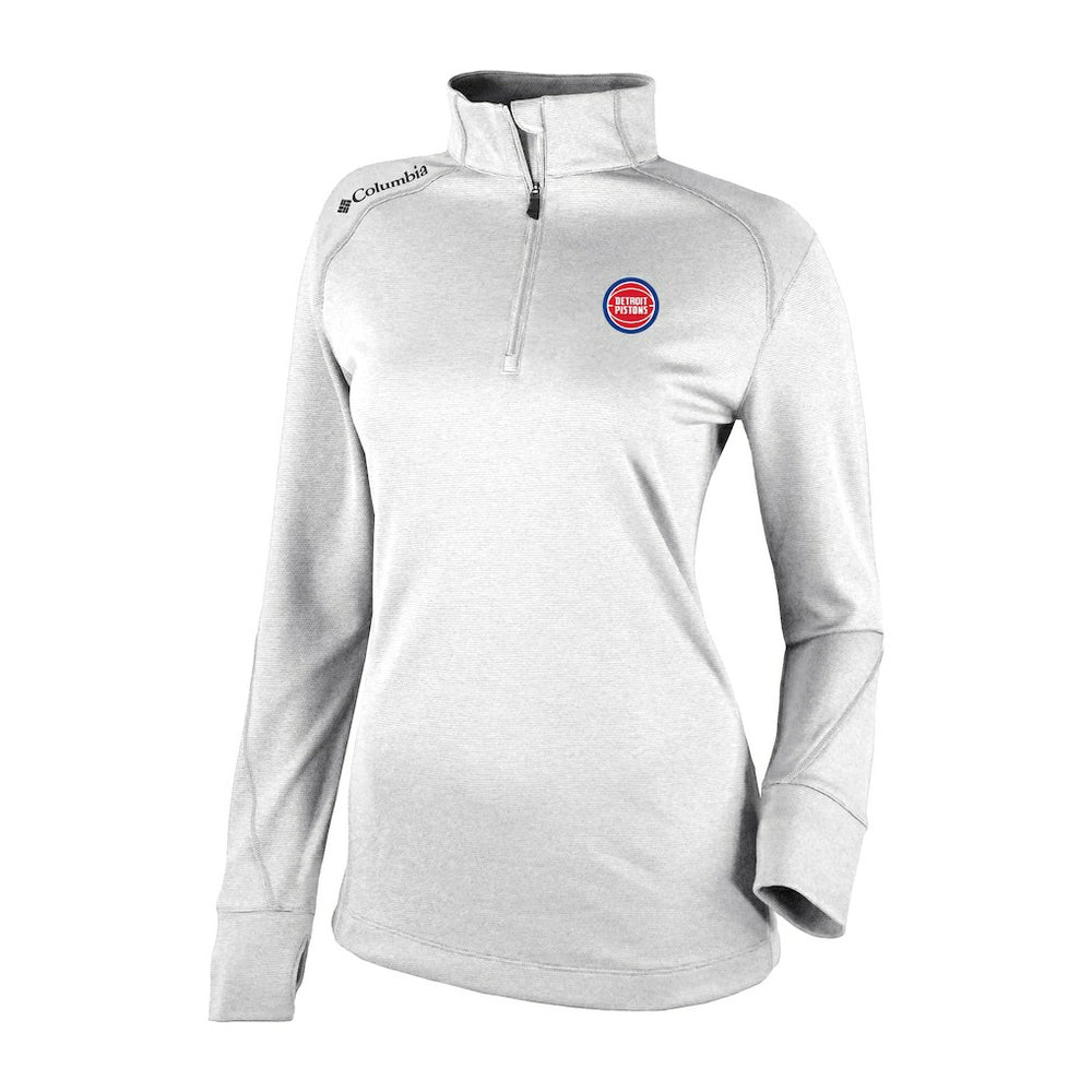 Detroit Pistons Women's Omni-Wick Shotgun 2.0 Quarter-Zip Pullover Top for sale White | Columbia discount