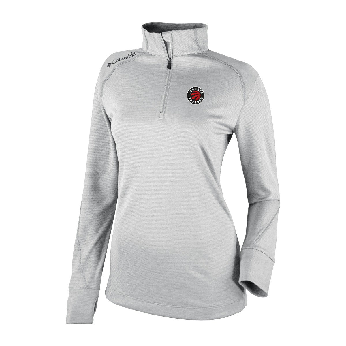 Toronto Raptors Women's Omni-Wick Shotgun 2.0 Quarter-Zip Pullover Top Heather Gray | Columbia for sale