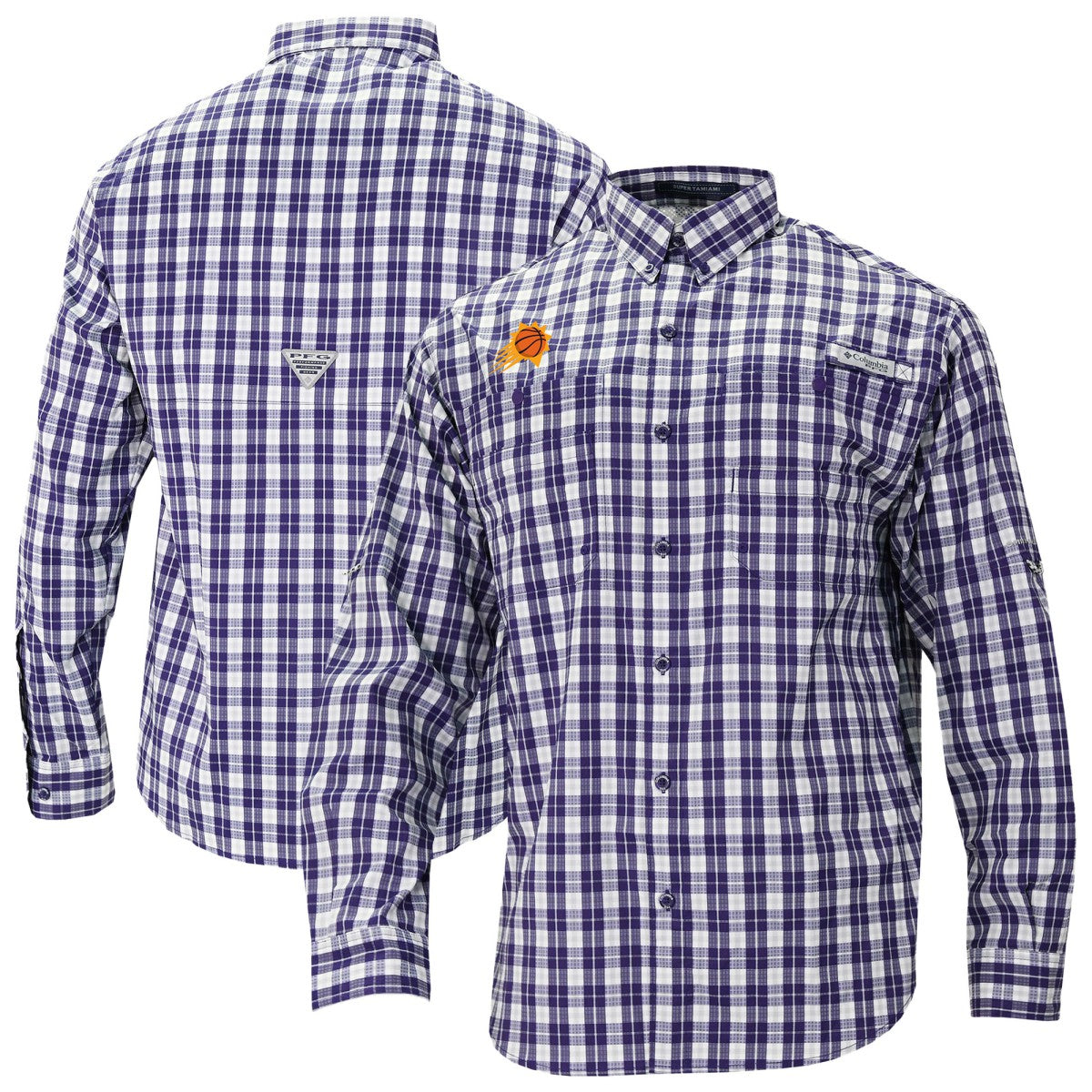 Phoenix Suns Super Tamiami Omni-Shade Long Sleeve Button-Down Shirt Purple | Columbia for sale