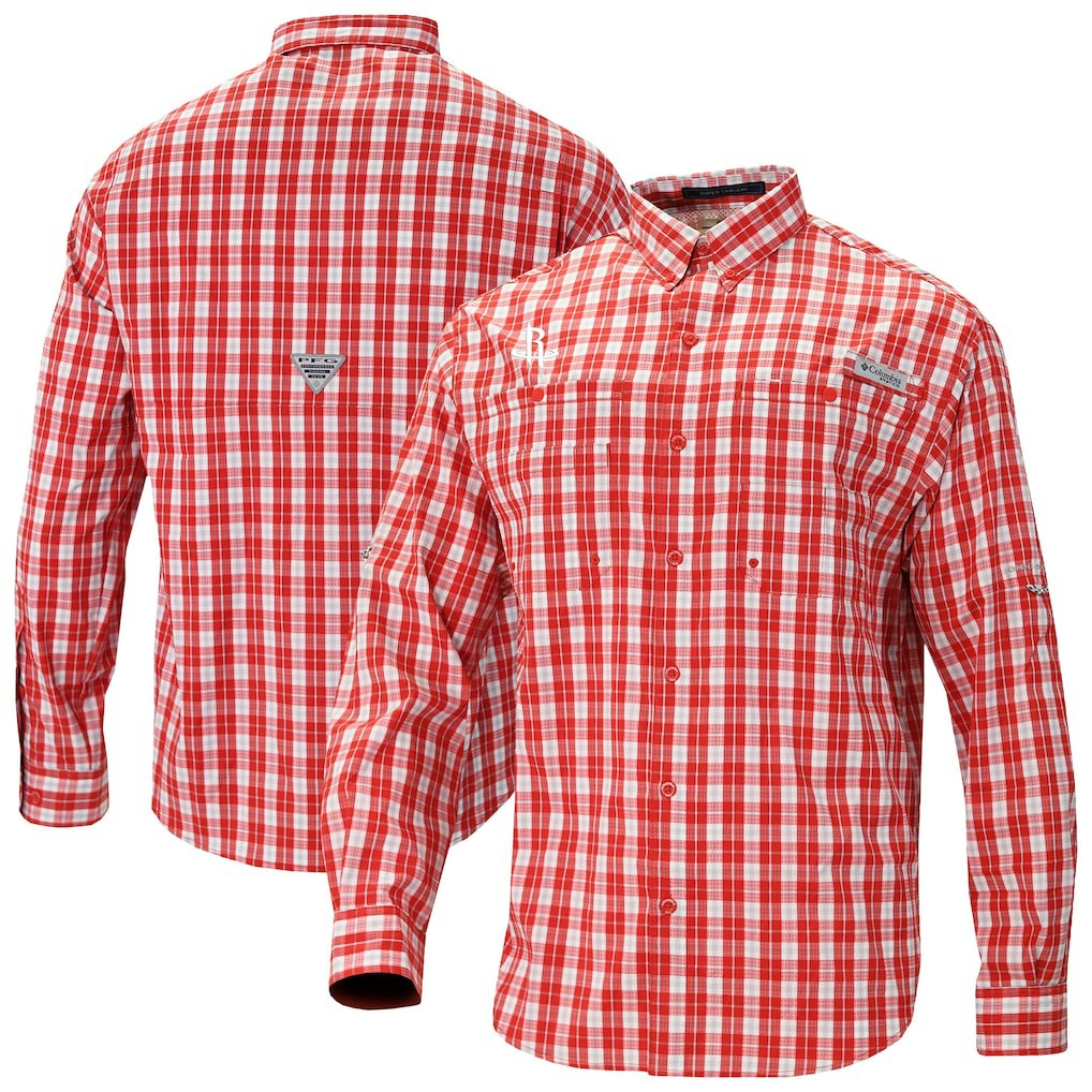 Houston Rockets Super Tamiami Omni-Shade Long Sleeve Button-Down Shirt Red | Columbia Near Me