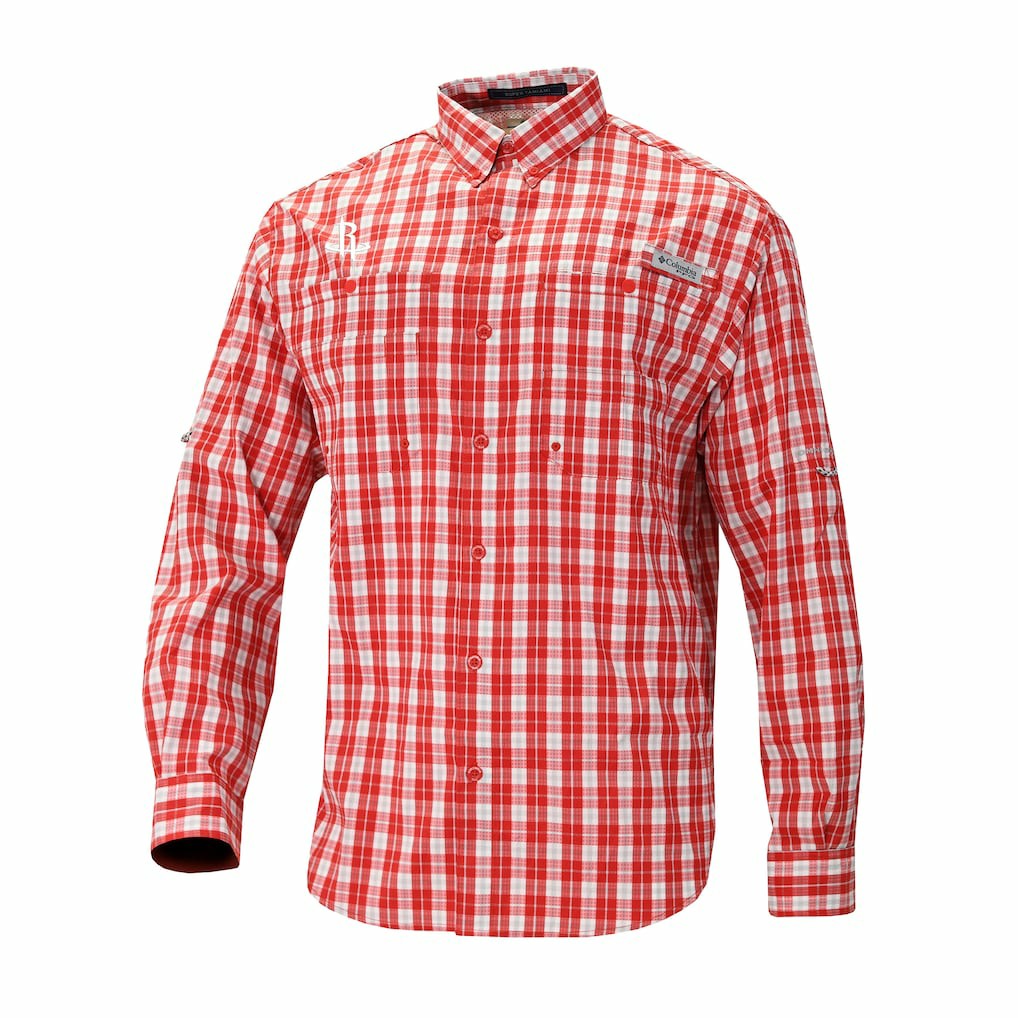 Houston Rockets Super Tamiami Omni-Shade Long Sleeve Button-Down Shirt Red | Columbia Near Me