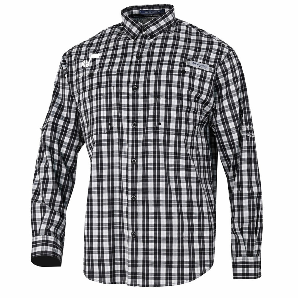 Utah Jazz Super Tamiami Omni-Shade Long Sleeve Button-Down Shirt Black | Columbia for sale