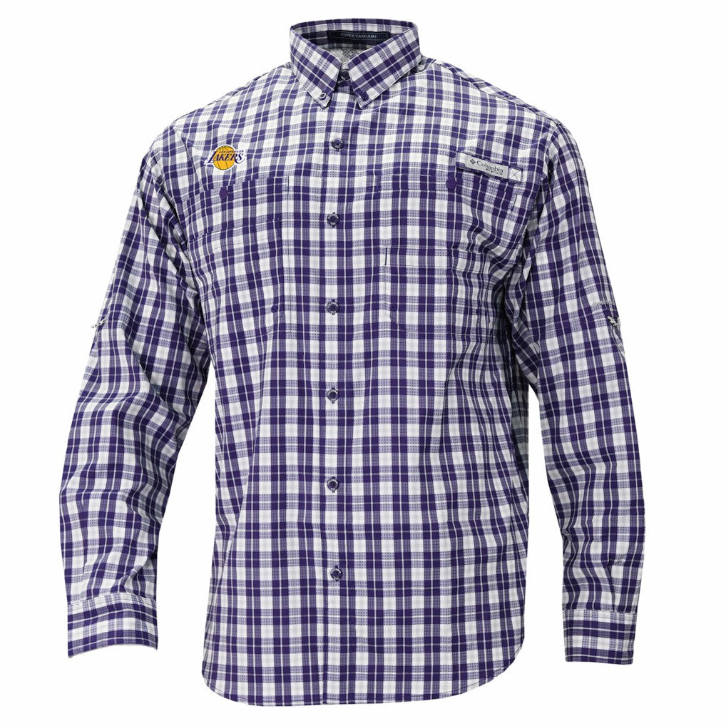 Los Angeles Lakers Super Tamiami Omni-Shade Long Sleeve Button-Down Shirt Purple | Columbia outlet