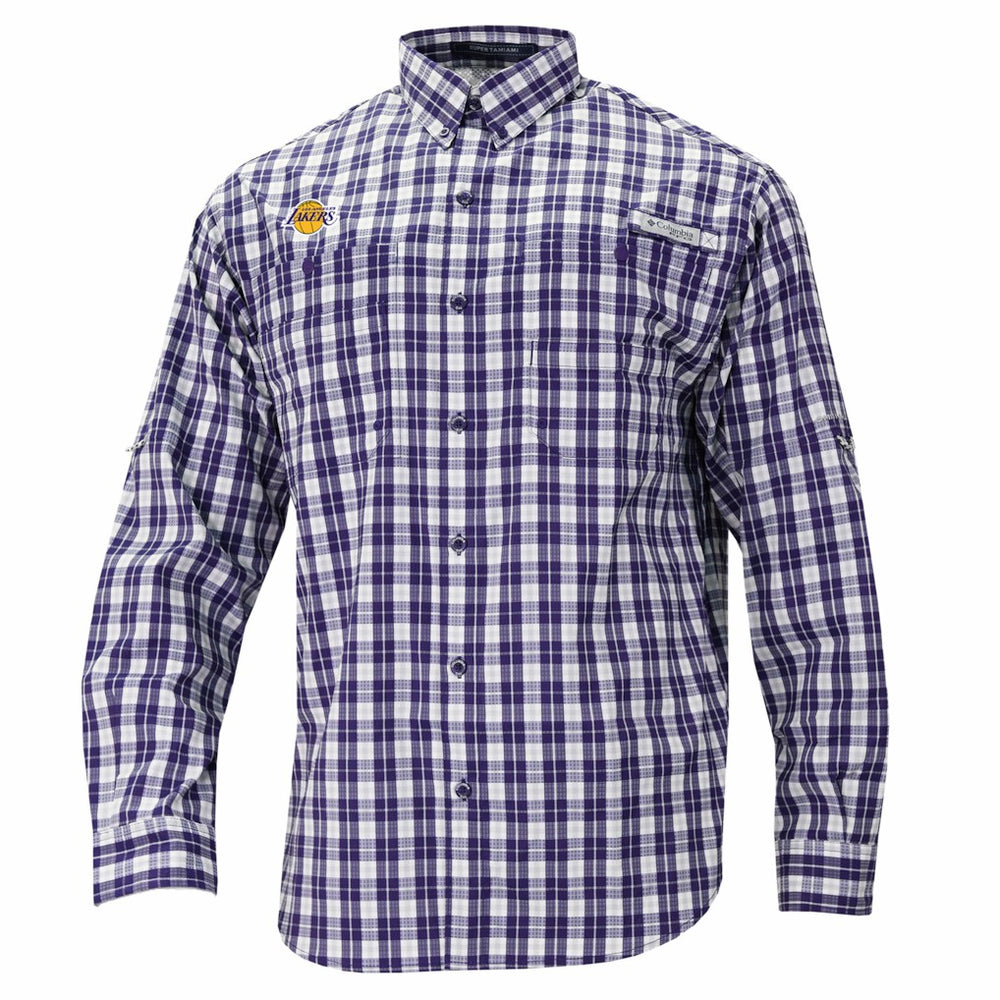 Los Angeles Lakers Super Tamiami Omni-Shade Long Sleeve Button-Down Shirt Purple | Columbia outlet