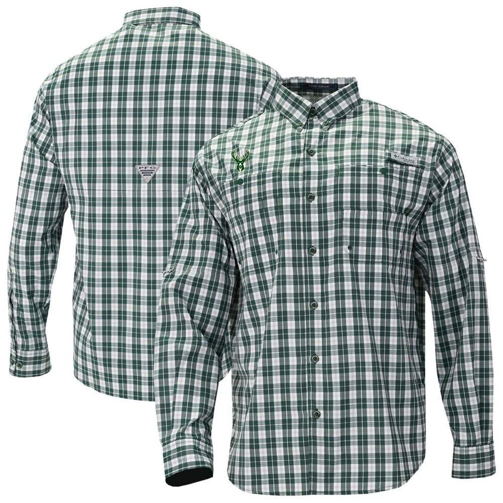 Milwaukee Bucks Super Tamiami Omni-Shade Long Sleeve Button-Down Shirt Green | Columbia discount