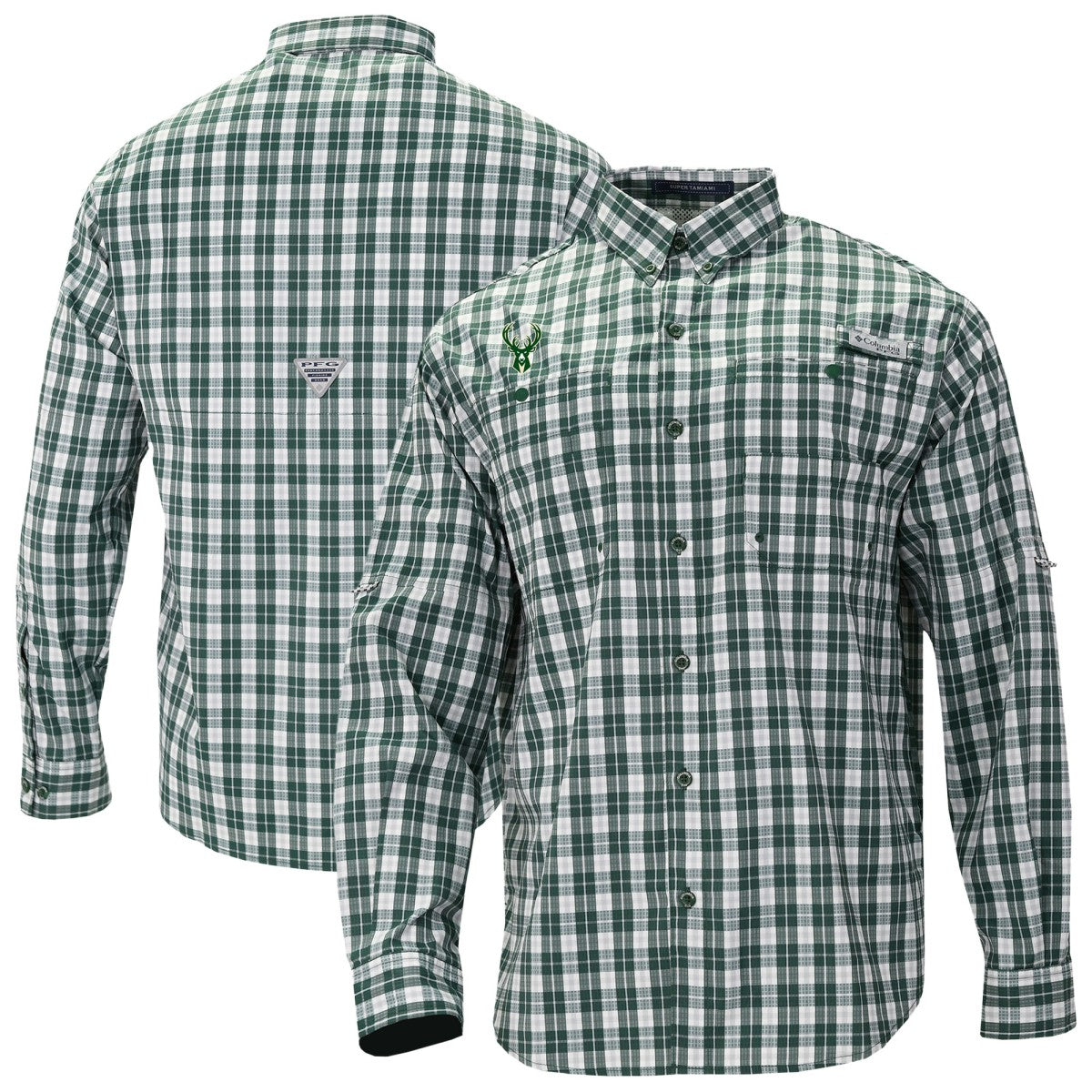 Milwaukee Bucks Super Tamiami Omni-Shade Long Sleeve Button-Down Shirt Green | Columbia discount
