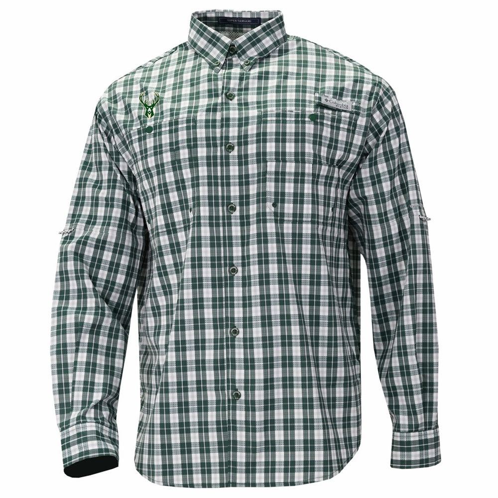 Milwaukee Bucks Super Tamiami Omni-Shade Long Sleeve Button-Down Shirt Green | Columbia discount
