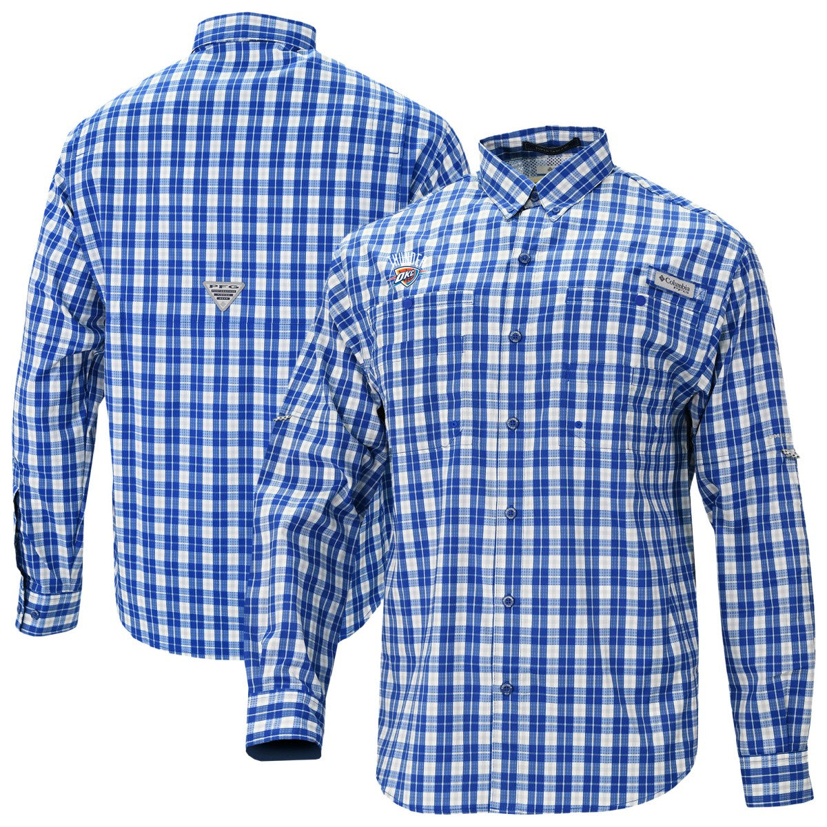 Oklahoma City Thunder Super Tamiami Omni-Shade Long Sleeve Button-Down Shirt Blue | Columbia online