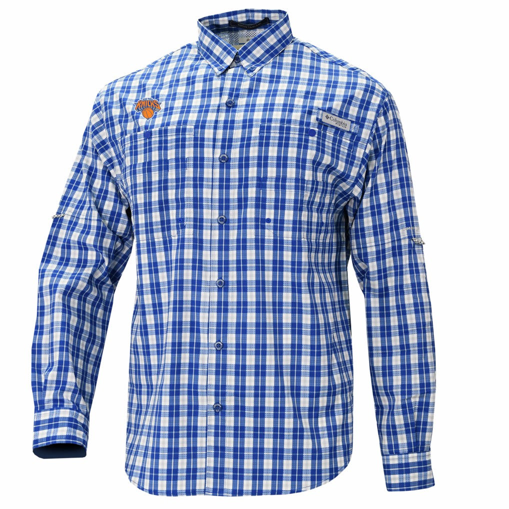 New York Knicks Super Tamiami Omni-Shade Long Sleeve Button-Down Shirt Blue | Columbia outlet