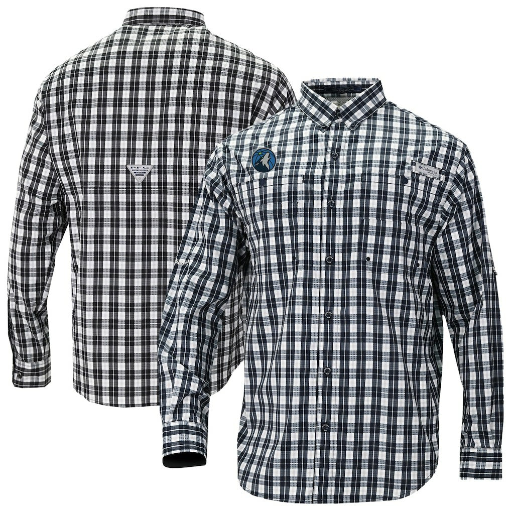 Minnesota Timberwolves Super Tamiami Omni-Shade Long Sleeve Button-Down Shirt Navy | Columbia outlet
