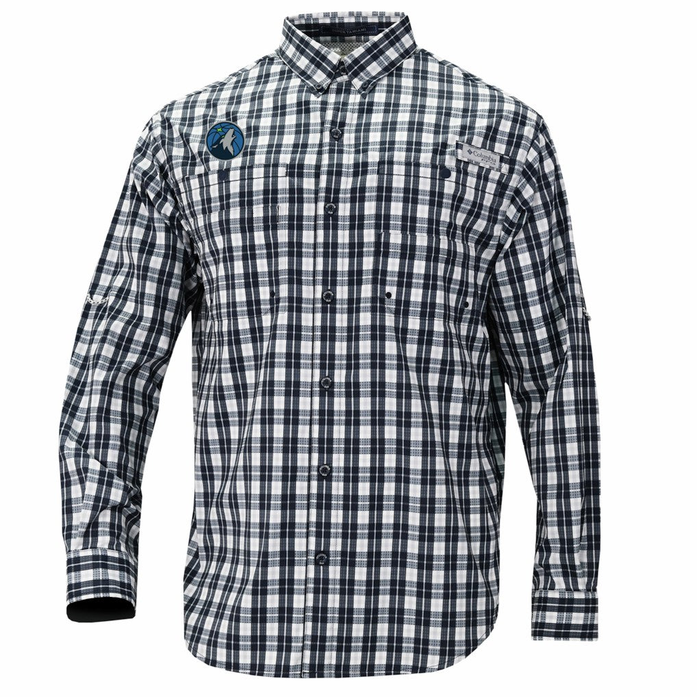 Minnesota Timberwolves Super Tamiami Omni-Shade Long Sleeve Button-Down Shirt Navy | Columbia outlet