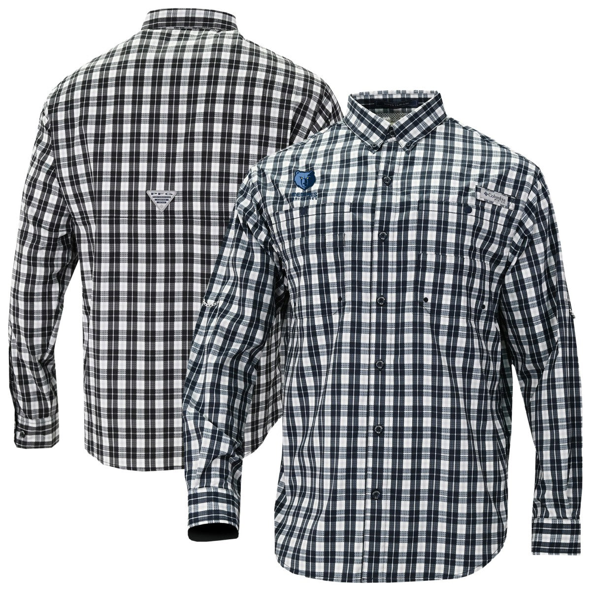 Memphis Grizzlies Super Tamiami Omni-Shade Long Sleeve Button-Down Shirt Navy | Columbia Lifestyle