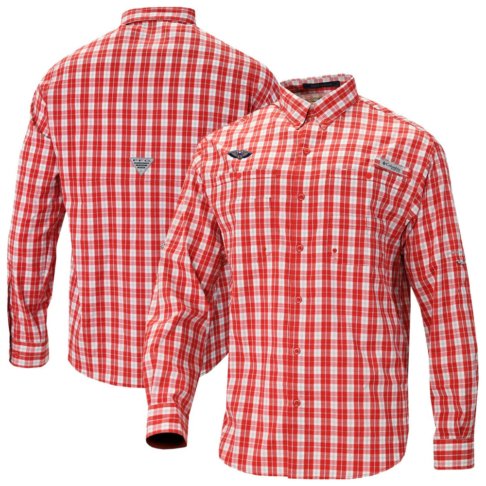 New Orleans Pelicans Super Tamiami Omni-Shade Long Sleeve Button-Down Shirt Red | Columbia outlet