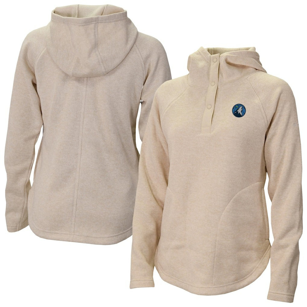 Minnesota Timberwolves Women's Sweater Weather Quarter-Snap Hoodie Cream | Columbia US