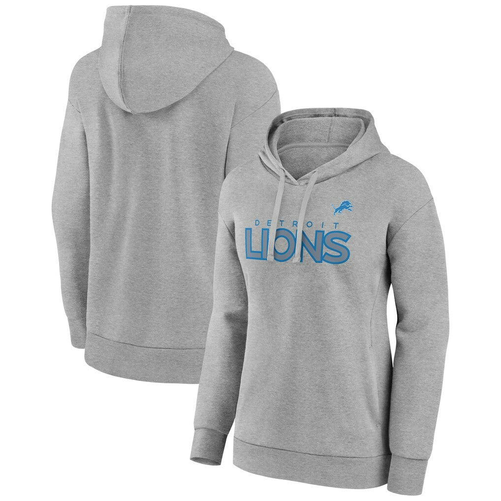 Detroit Lions Women's Check List Pullover Hoodie Gray
