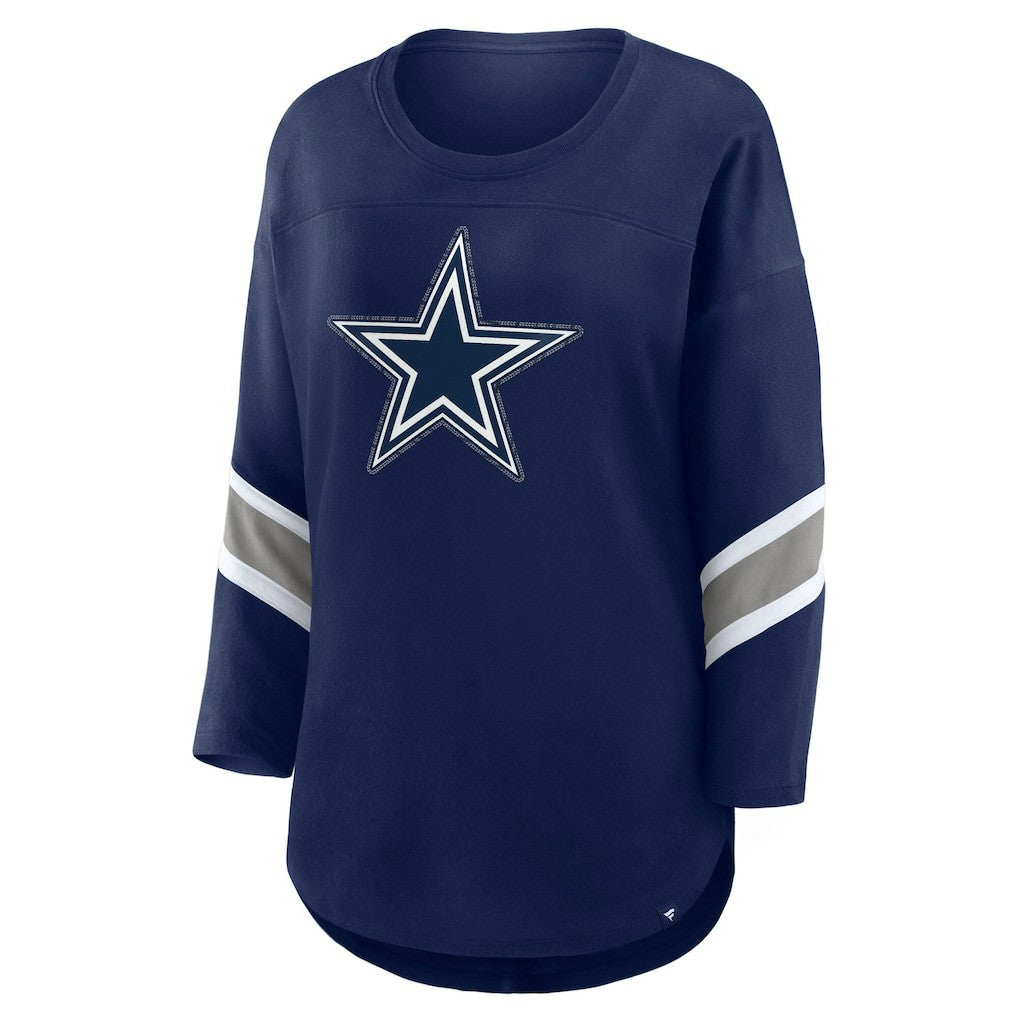 Fanatics Dallas Cowboys Women's Redzone Bling 3/4-Sleeve T-Shirt Navy
