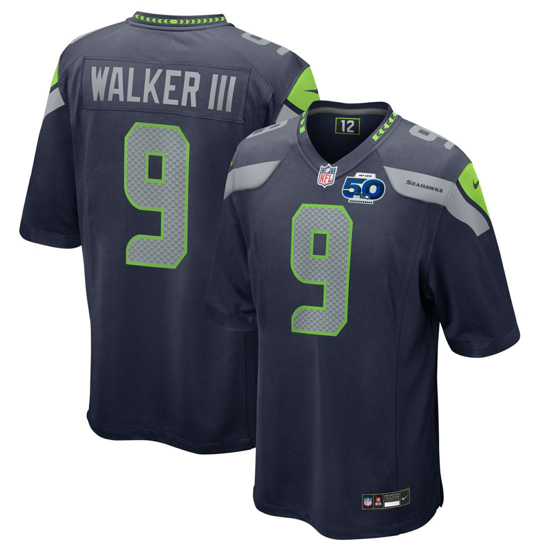 Nike Kenneth Walker III Seattle Seahawks 50th Season Game Jersey College Navy