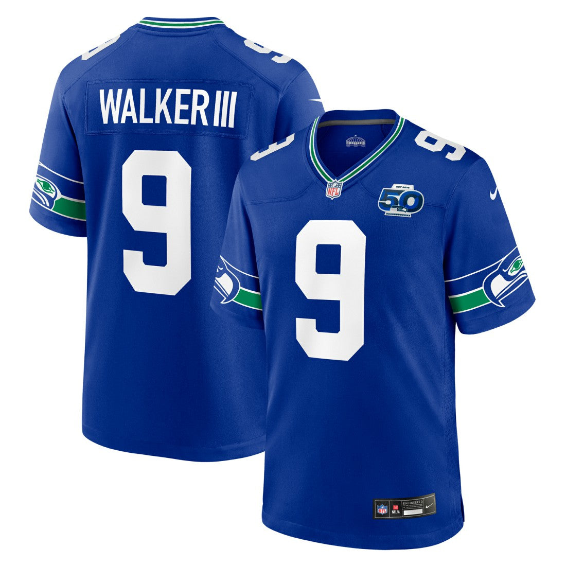 Nike Kenneth Walker III Seattle Seahawks Alternate 50th Season Game Jersey Royal