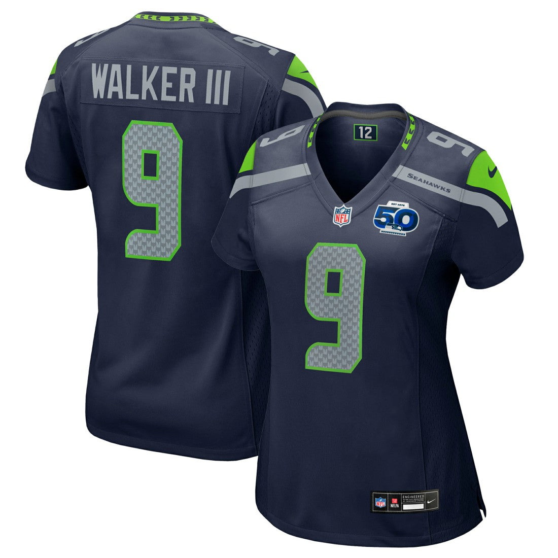 Nike Kenneth Walker III Seattle Seahawks Women's 50th Season Game Jersey College Navy
