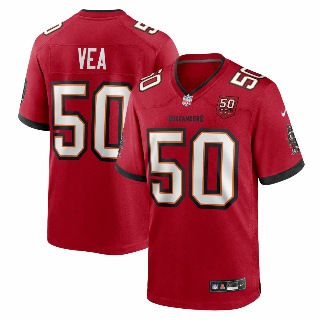Nike Vita Vea Tampa Bay Buccaneers 50th Season Team Game Jersey Red