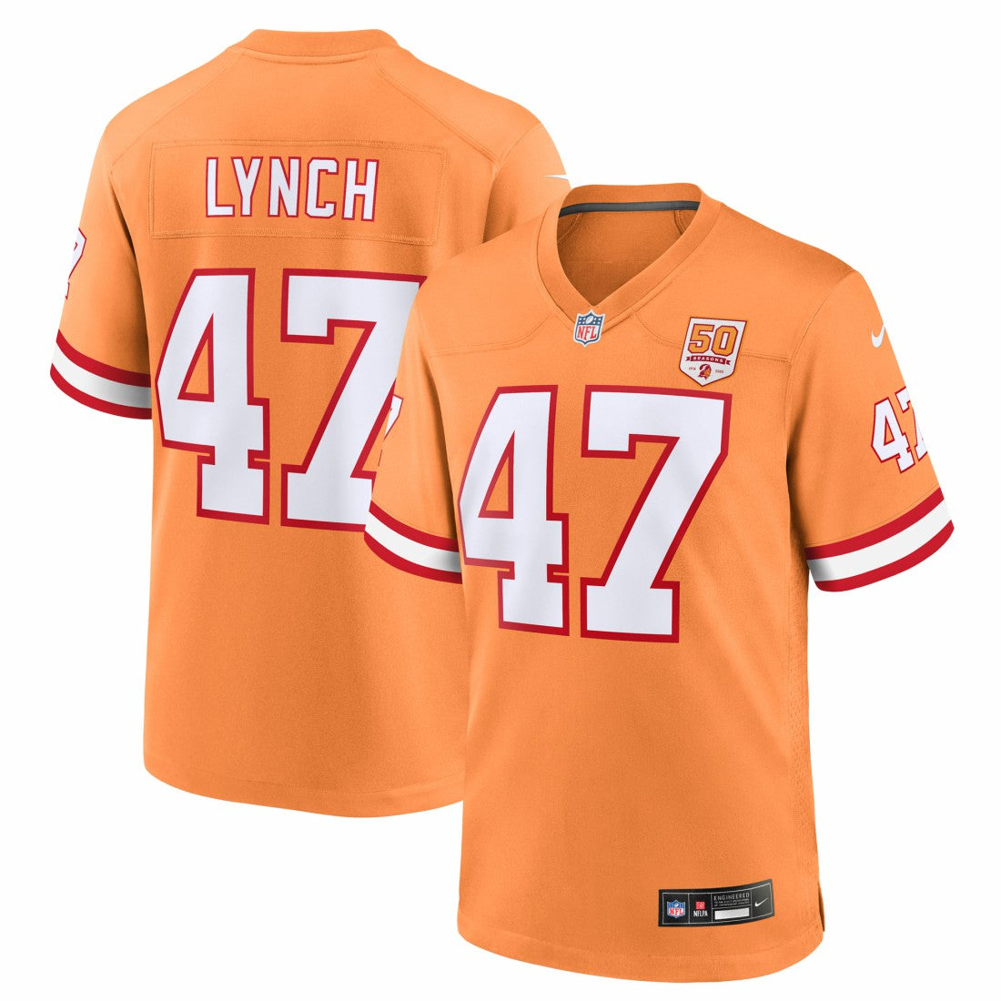 Nike John Lynch Tampa Bay Buccaneers 50th Season Game Jersey Creamsicle