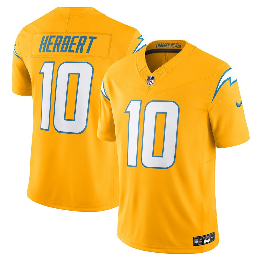 Nike Justin Herbert Los Angeles Chargers Alternate Charger Power Vapor F.U.S.E. Limited Jersey Gold
