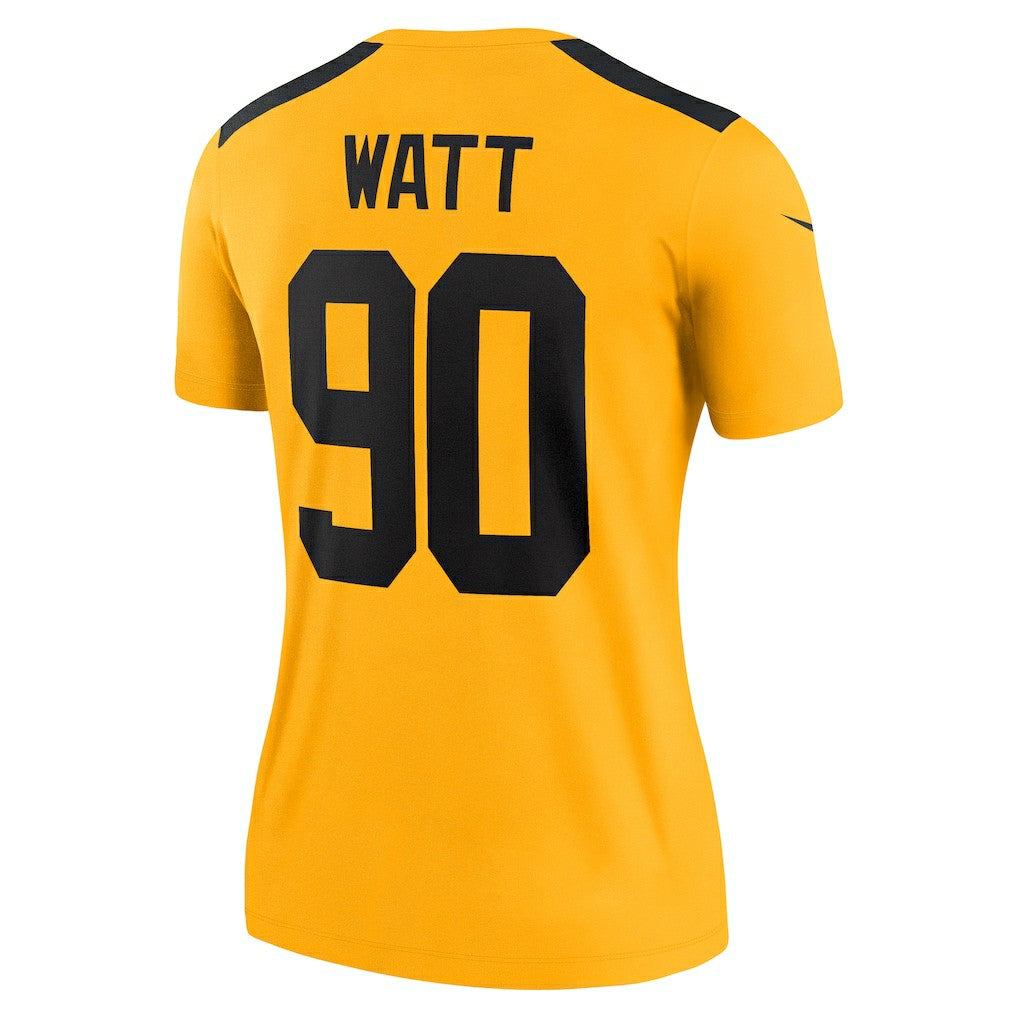 Nike T.J. Watt Pittsburgh Steelers Women's Alternate 1933 Throwback Legend Player Performance Top Gold