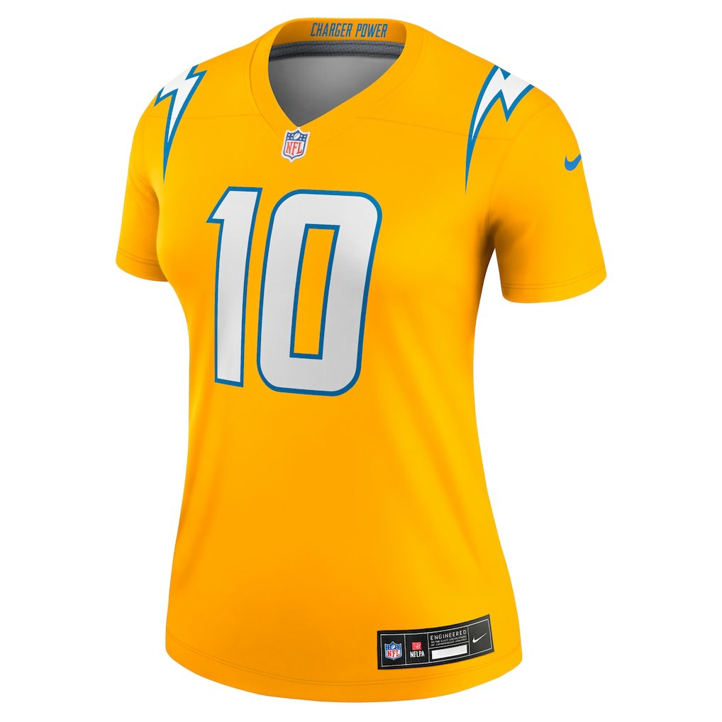 Nike Justin Herbert Los Angeles Chargers Women's Alternate Charger Power Legend Player Performance Top Gold