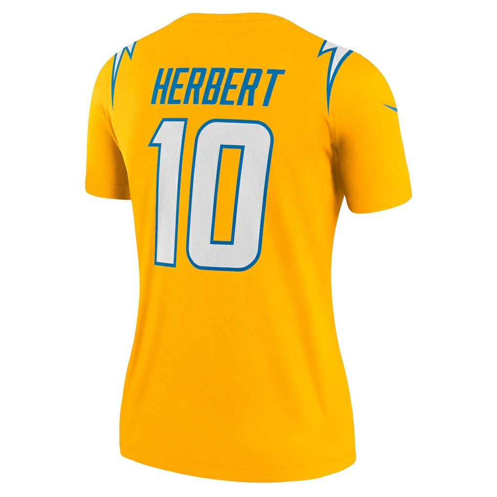 Nike Justin Herbert Los Angeles Chargers Women's Alternate Charger Power Legend Player Performance Top Gold