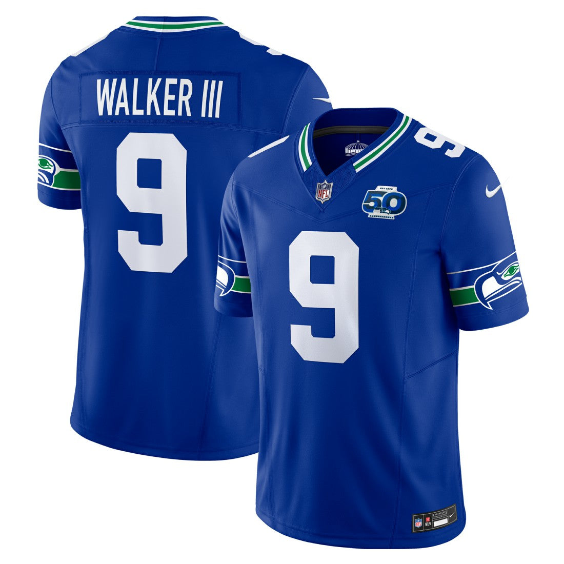 Nike Kenneth Walker III Seattle Seahawks 50th Season Vapor F.U.S.E. Limited Jersey Royal