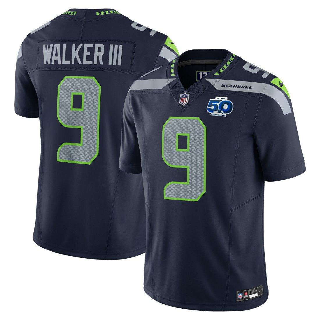 Nike Kenneth Walker III Seattle Seahawks Team 50th Season Vapor F.U.S.E. Limited Jersey College Navy
