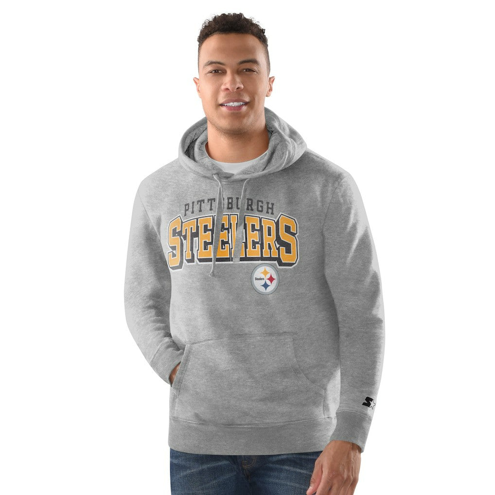 Pittsburgh Steelers Starter Vintage Pullover Hoodie Heather Gray