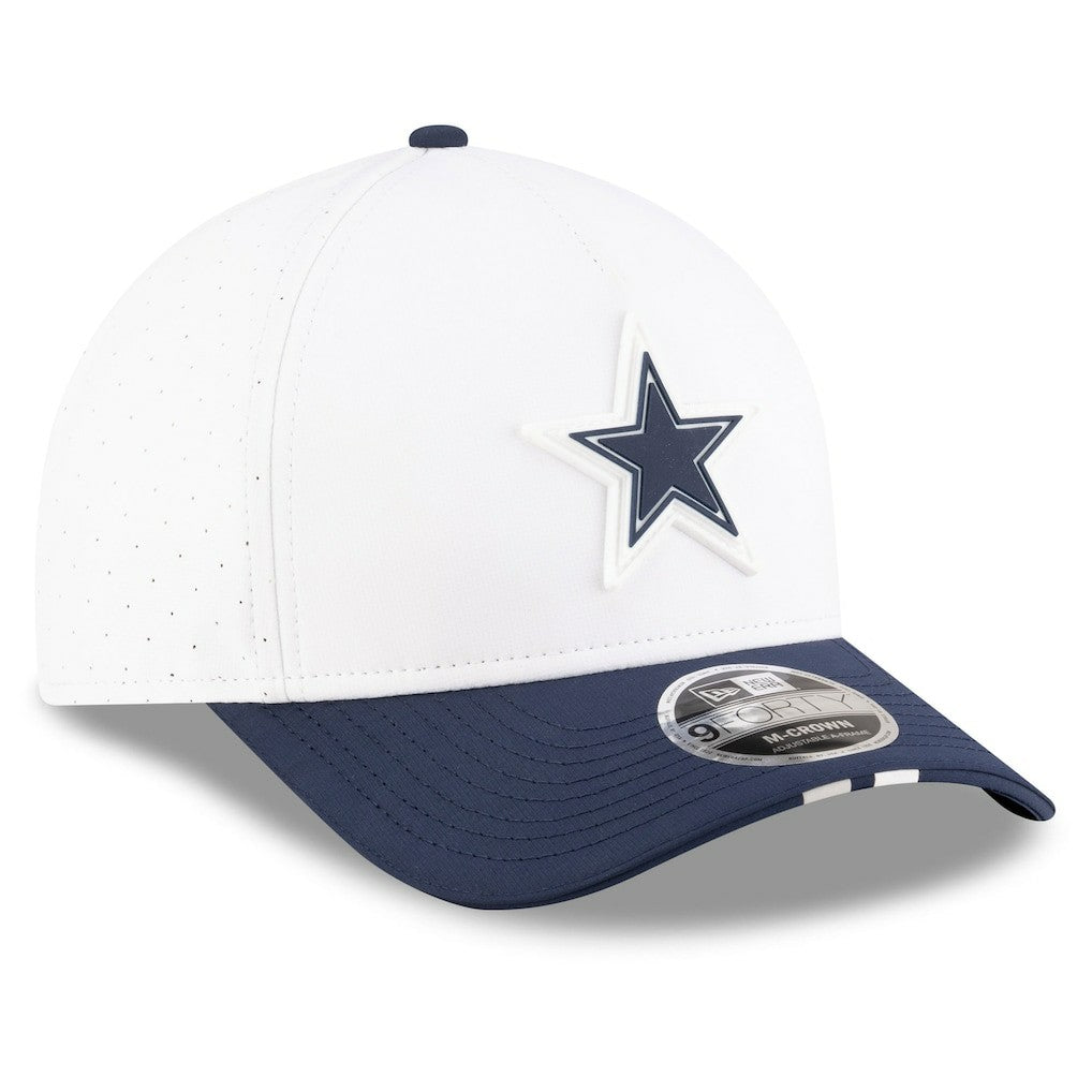 Dallas Cowboys New Era 2025 NFL Training Camp A-Frame 9FORTY Adjustable Hat White/Navy