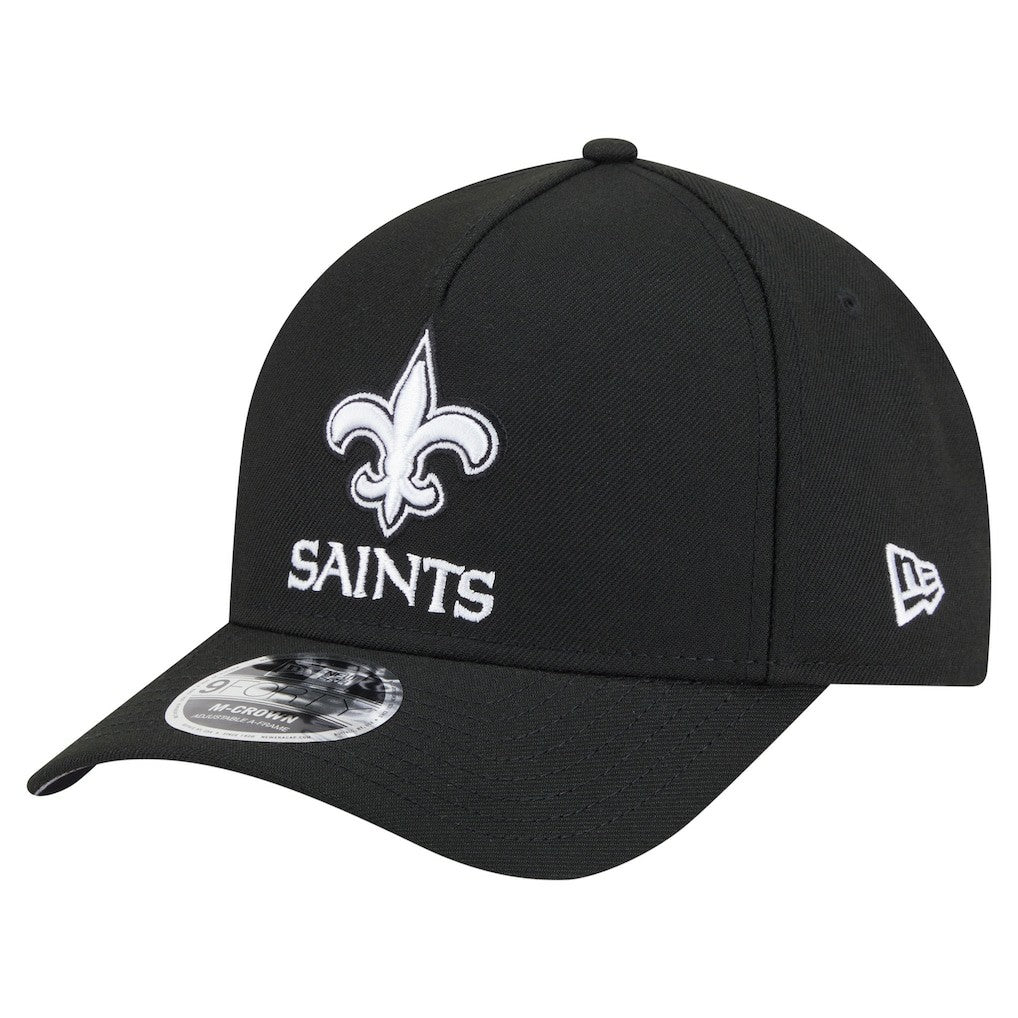 New Orleans Saints New Era Team Collection 9FORTY M-Crown A-Frame Adjustable Hat Black