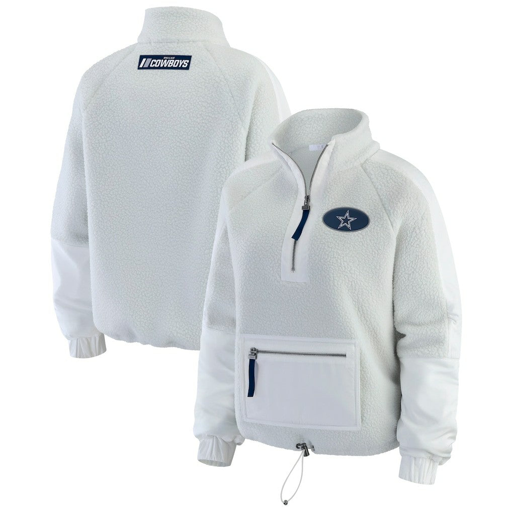 Dallas Cowboys WEAR by Erin Andrews Women's Polar Fleece Half-Zip Jacket White