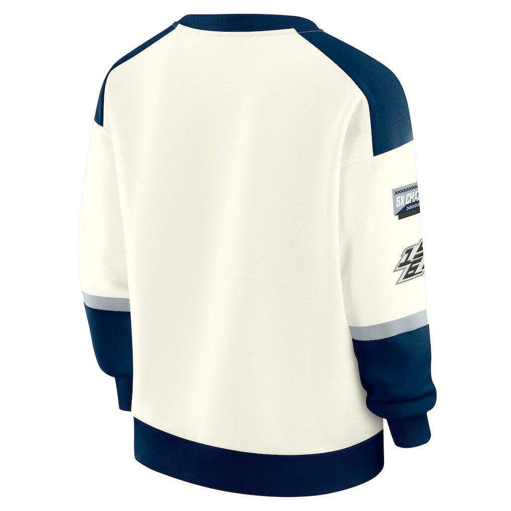 Dallas Cowboys WEAR by Erin Andrews Women's Racing Crew V-Neck Sweatshirt Cream