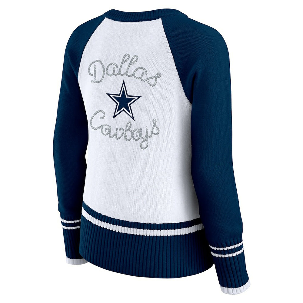 Dallas Cowboys WEAR by Erin Andrews Women's Colorblock Raglan Sweater White/Navy