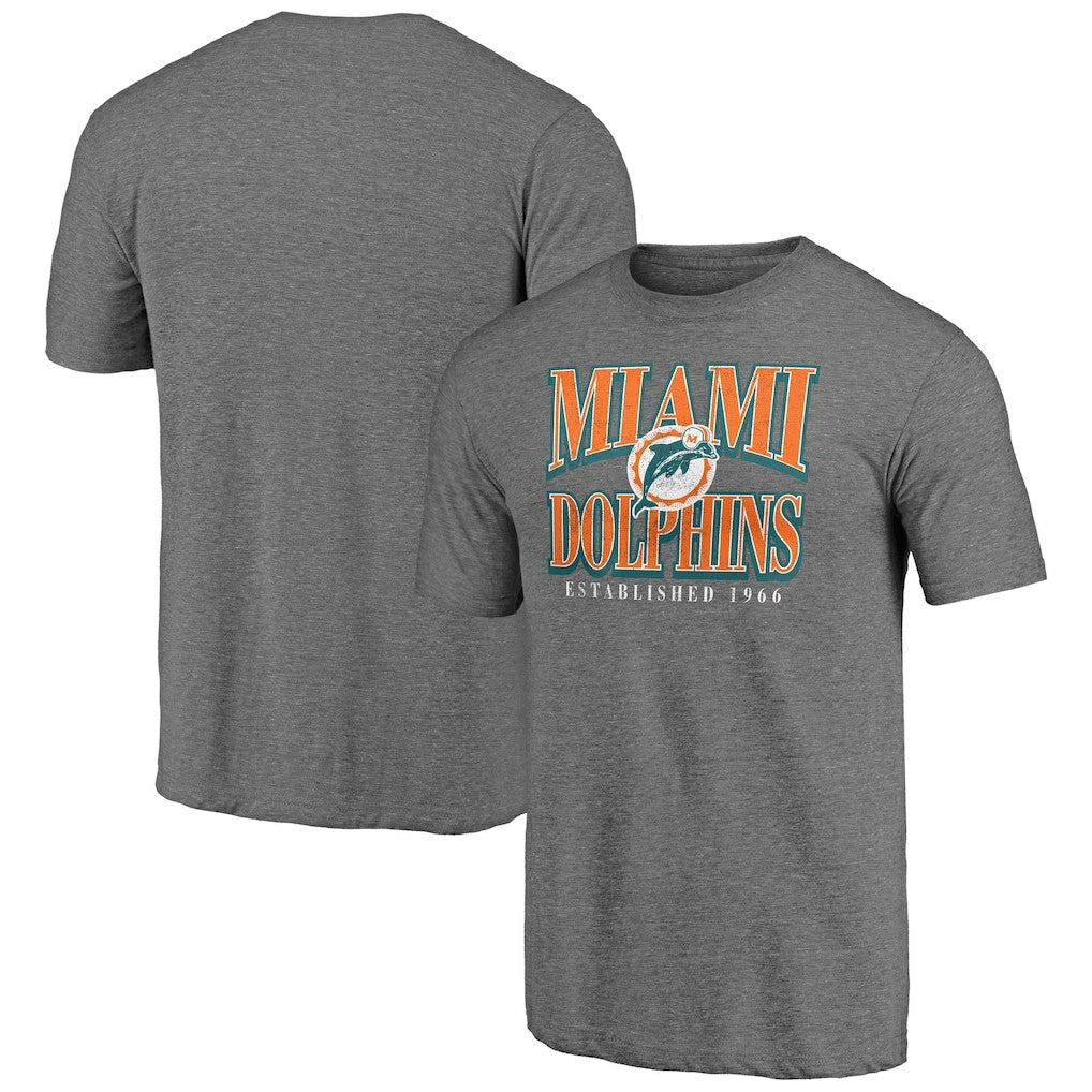 Miami Dolphins Vintage Tri-Blend T-Shirt Heather Gray