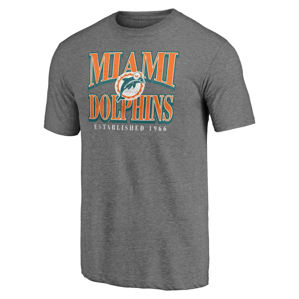 Miami Dolphins Vintage Tri-Blend T-Shirt Heather Gray