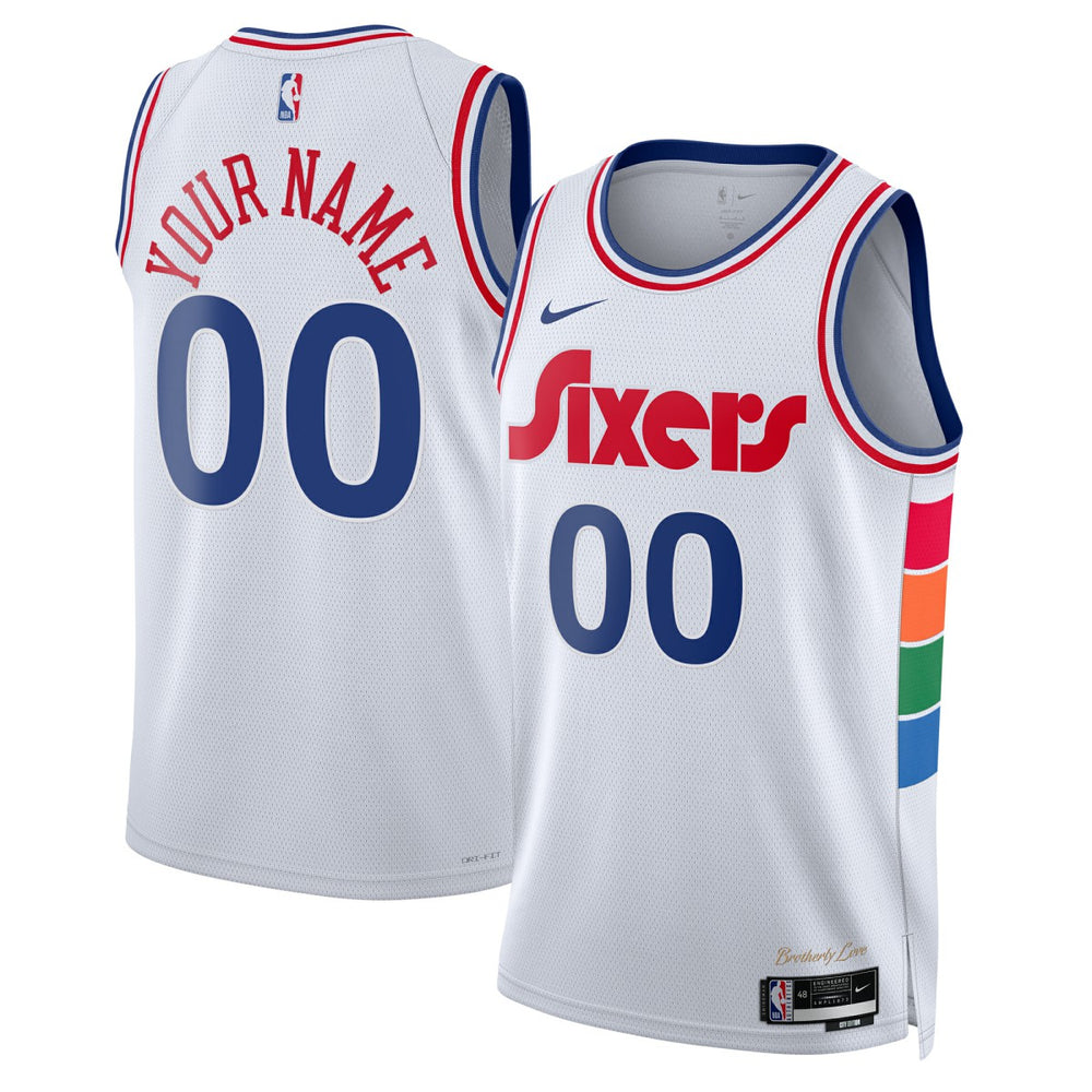Philadelphia 76ers Unisex 2024/25 Custom Swingman Jersey City Edition White | Nike for sale
