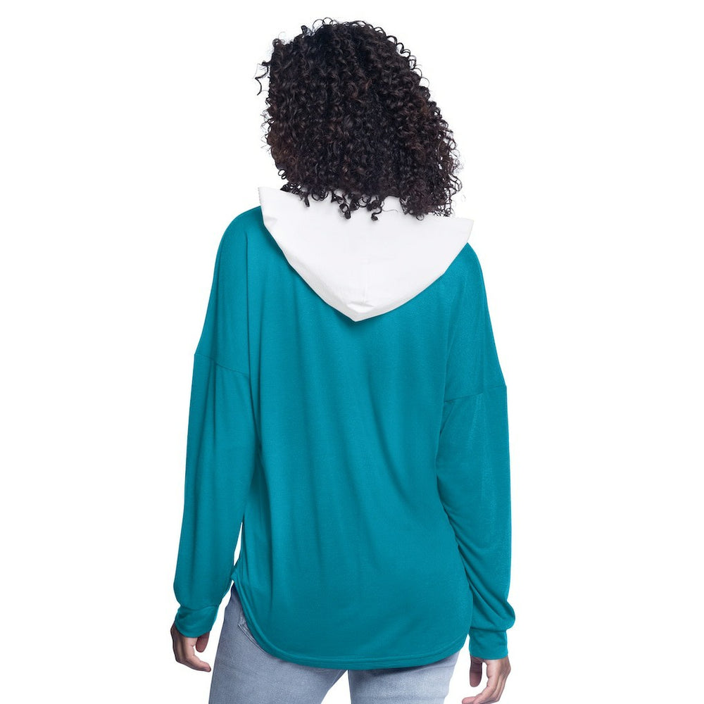 Charlotte Hornets G-III 4Her by Carl Banks Women's Bench Player Oversized Long Sleeve Hooded Top Teal