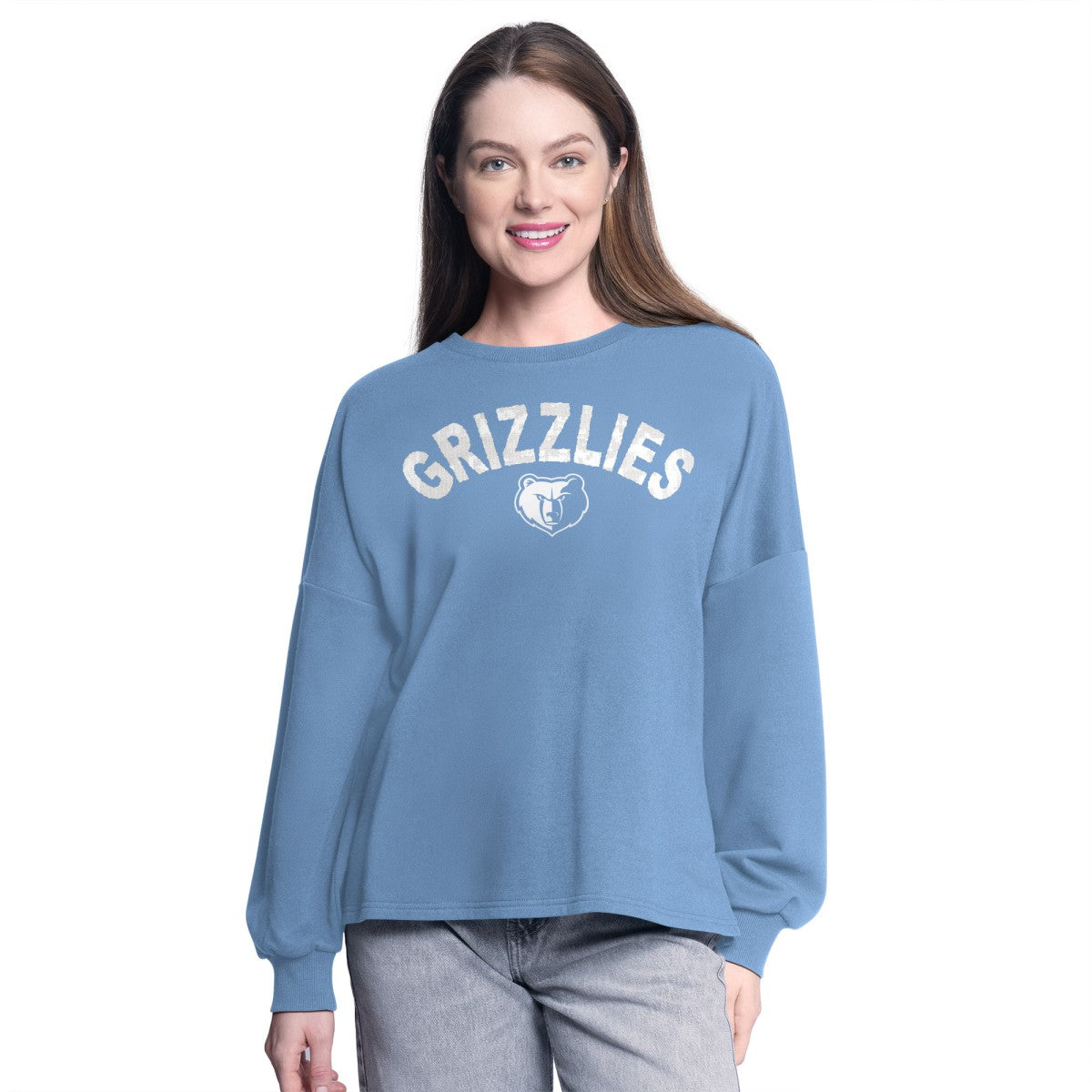 Memphis Grizzlies G-III 4Her by Carl Banks Women's Athletic Pullover Sweatshirt Light Blue