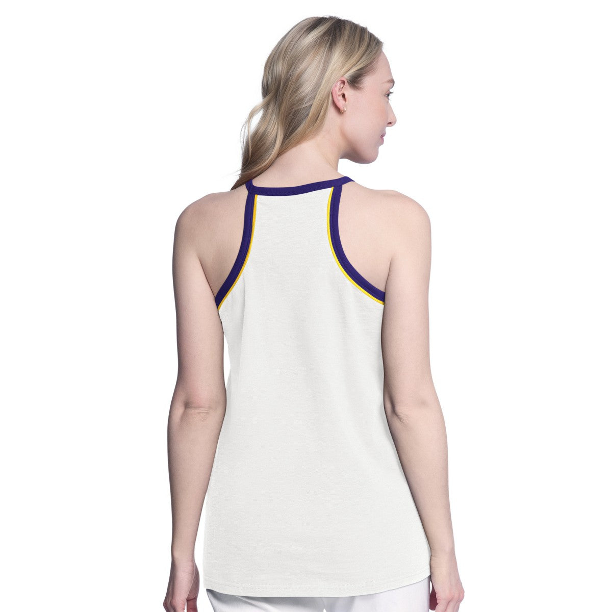 Los Angeles Lakers G-III 4Her by Carl Banks Women's Curveball Racerback Scoop Neck Slub Tank Top White