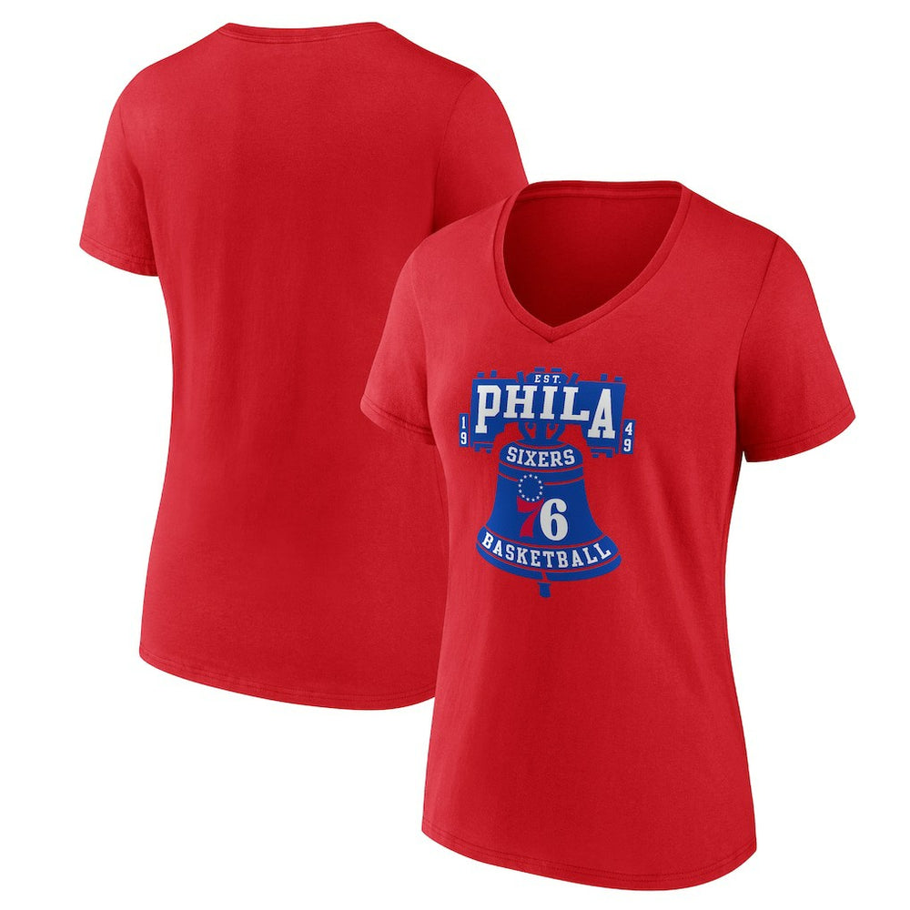 Philadelphia 76ers Women's Hometown V-Neck T-Shirt Red