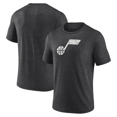 Utah Jazz Distressed Tri-Blend T-Shirt Charcoal