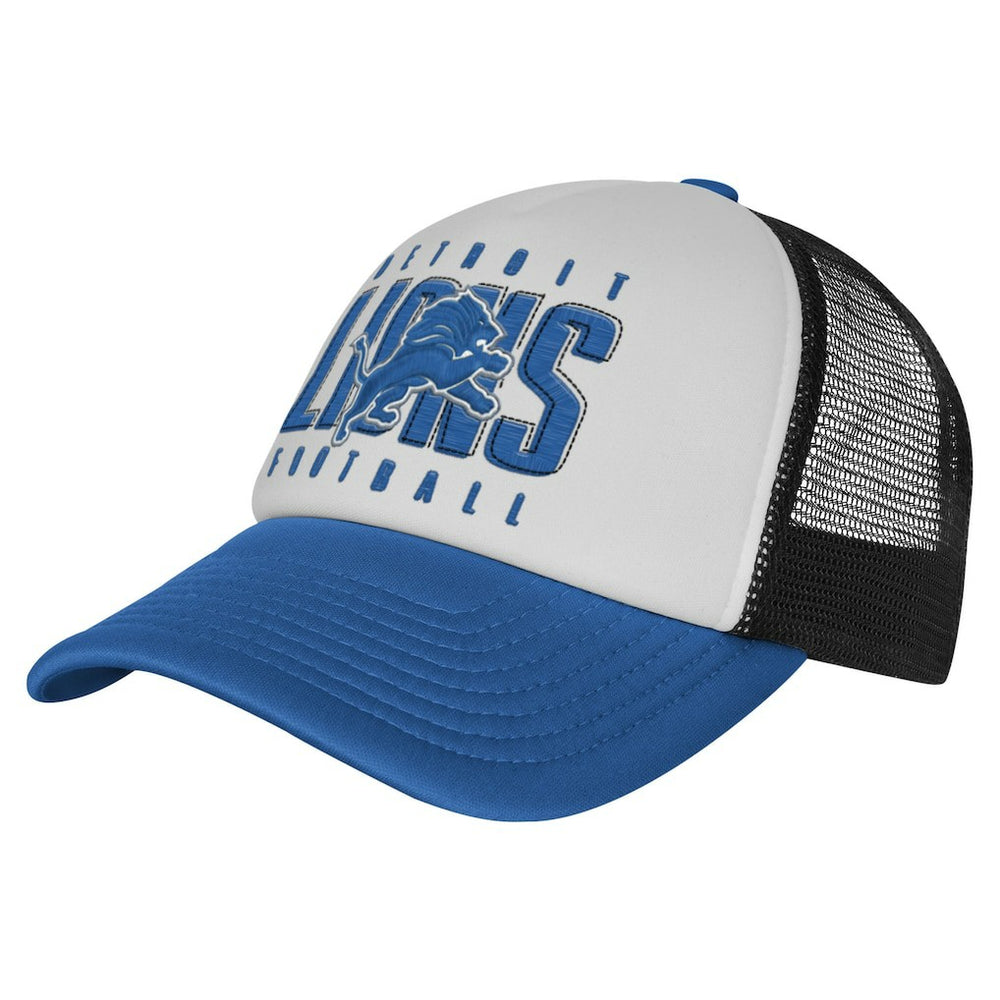 Detroit Lions Youth Essentials Trucker Adjustable Hat White/Blue